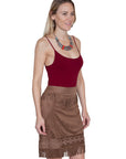 Microfiber Short Skirt W/fringe Emb. - HC252