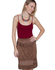 Microfiber Short Skirt W/fringe Emb. - HC252