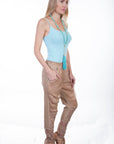 Chiffon Panel/lace Bottom Pants - HC316