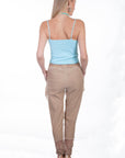 Chiffon Panel/lace Bottom Pants - HC316