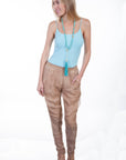 Chiffon Panel/lace Bottom Pants - HC316