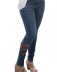 Floral Embroidered Jeans - HC339