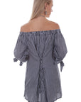 Gingham Blouse W/corset Tie Back - HC351