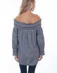 Gingham Check Off Shoulder Blouse - HC353