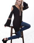 Cold Shoulder W/aztec Emb. - HC382