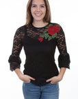 Lace Top W/rose Applique - HC410
