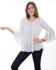 Hi/lo Blouse W/crochet Lace Insets - HC429