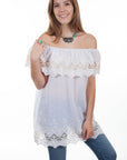 Peasant Blouse Crochet Lace Tonal Em - HC431