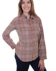 Ladies Corduroy Plaid Blouse - HC444