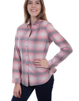Ladies Corduroy Plaid Blouse - HC445