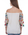 Floral Emb. Mesh Blouse Lined - HC447