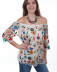 Floral Emb. Mesh Blouse Lined - HC447