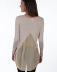 Hi/lo Knit Top W/chiffon - HC448