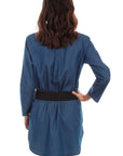 Rose Emb. Denim Dress W/belt - HC468