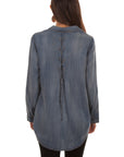 Hi/lo Button Front Lace Up Back Blou - HC473