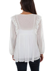 Swiss Dot Blouse W/ruffle Yoke Detai - HC477