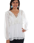 Swiss Dot Blouse W/ruffle Yoke Detai - HC477