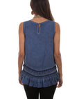 Scoop Neck Tank W/crochet Lace/ruffl - HC486
