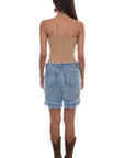 Destructed Emb Denim Skirt - HC495