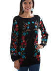 Tunic W/floral Emb Shirt Tail Hem - HC498