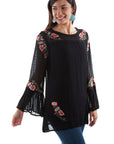 Swiss Dot Tunic W/emb & Ruffle Sleev - HC505