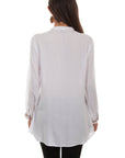 L/s Blouse W/button Up Bib And Emb. - HC510