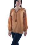 Tie Neck Line W/poet Sleeves Emb. - HC526