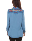 Pearl Snap Western Yoke Emb. Blouse - HC530