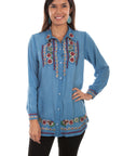 Pearl Snap Western Yoke Emb. Blouse - HC530