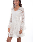 Lace Dress W/flare Sleeves - HC557