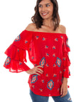 Emb. Tunic W/triple Ruffle Sleeves - HC572