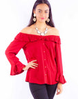 Ruffle Off/on Shoulder Blouse - HC579