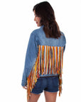 Denim Jacket W/colorful Fringe - HC599