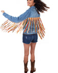 Denim Jacket W/colorful Fringe - HC599