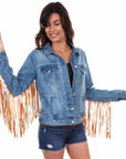 Denim Jacket W/colorful Fringe - HC599