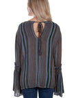 Braided Bell Slv Tie Back Blouse - HC615