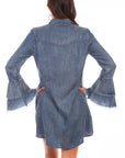 Western Yoke Shirt Dress Bell Sleeve - HC619