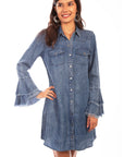 Western Yoke Shirt Dress Bell Sleeve - HC619