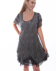 Layered Capsleeve Embellished Dress - HC637