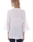 Emb Blouse With Crochet Sleeves - HC728