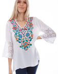 Emb Blouse With Crochet Sleeves - HC728