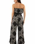 Bandana Print Jumpsuit Ruffle Top - HC744