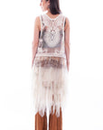 Printed Emb Tulle Layered Duster - HC755