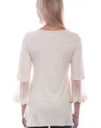 Solid Top W/tulle Crochet Sleeves - HC757