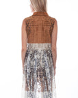 Micro Fiber Vest W/printed Lace - HC759