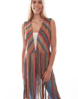 Microfiber Serape Print Fringe Vest - HC764
