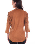 Ultra Suede Fringe Pull Over Top - HC773