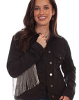 Denim Jacket W/rhinestone Fringe - HC792