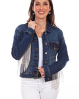 Denim Jacket W/rhinestone Fringe - HC792