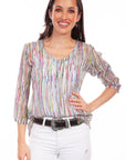 Pullover V-neck Print Blouse - HC818